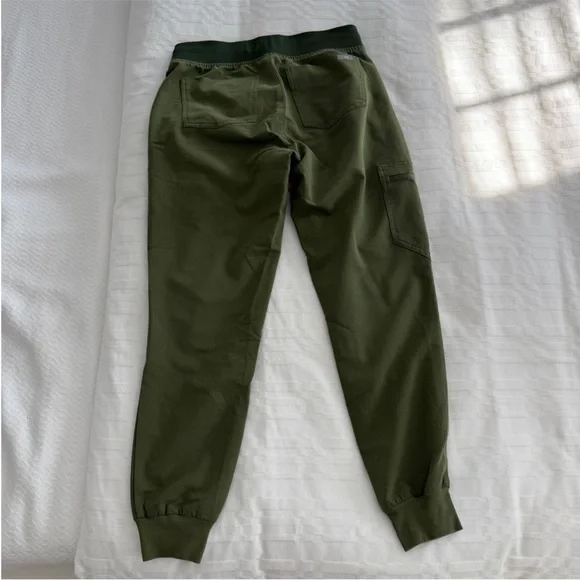 Figs Olive Cargo Jogger Pants with Red Accents - Picture 2 of 3